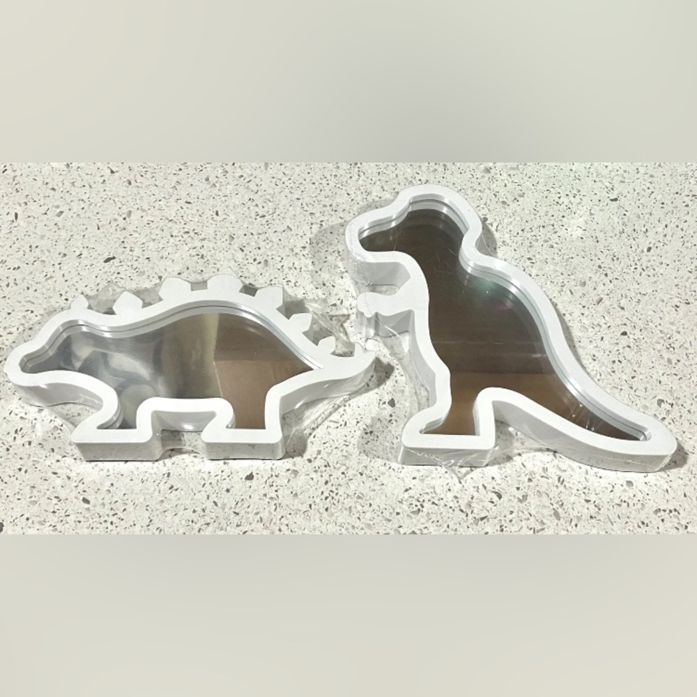 9" Kid's Dinosaur Mirror Wall Decor or Stand Up Stegosaurus & T-Rex Set of 2